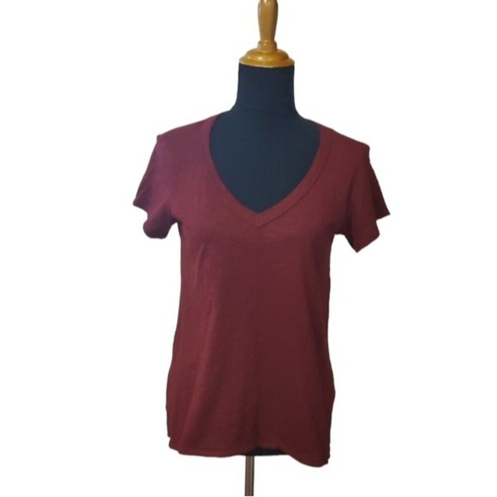Wilt Asymmetrical Knit Tee Top XS Burgundy Red New
